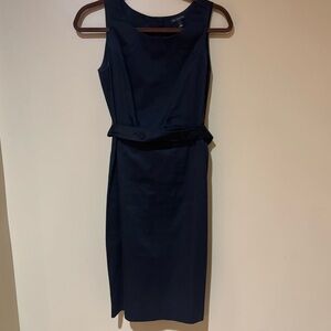 The Limited Black Sleeveless Dress with Waist Button Accent